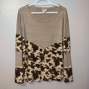 Tan and cow print sweater